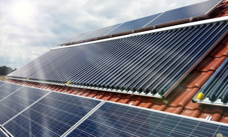 Foto Einer Solaranlage Auf Einem Dach
