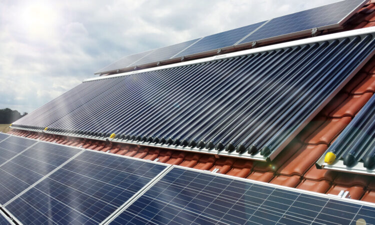 Foto Einer Solaranlage Auf Einem Dach